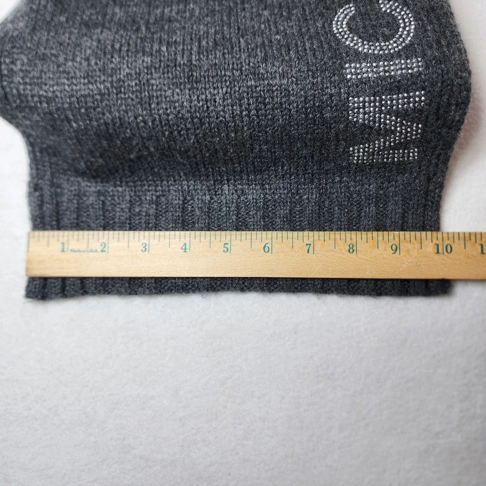 Michael Kors Gray Knit Scarf Embellished Logo Winter Soft Warm Long Shawl Wrap